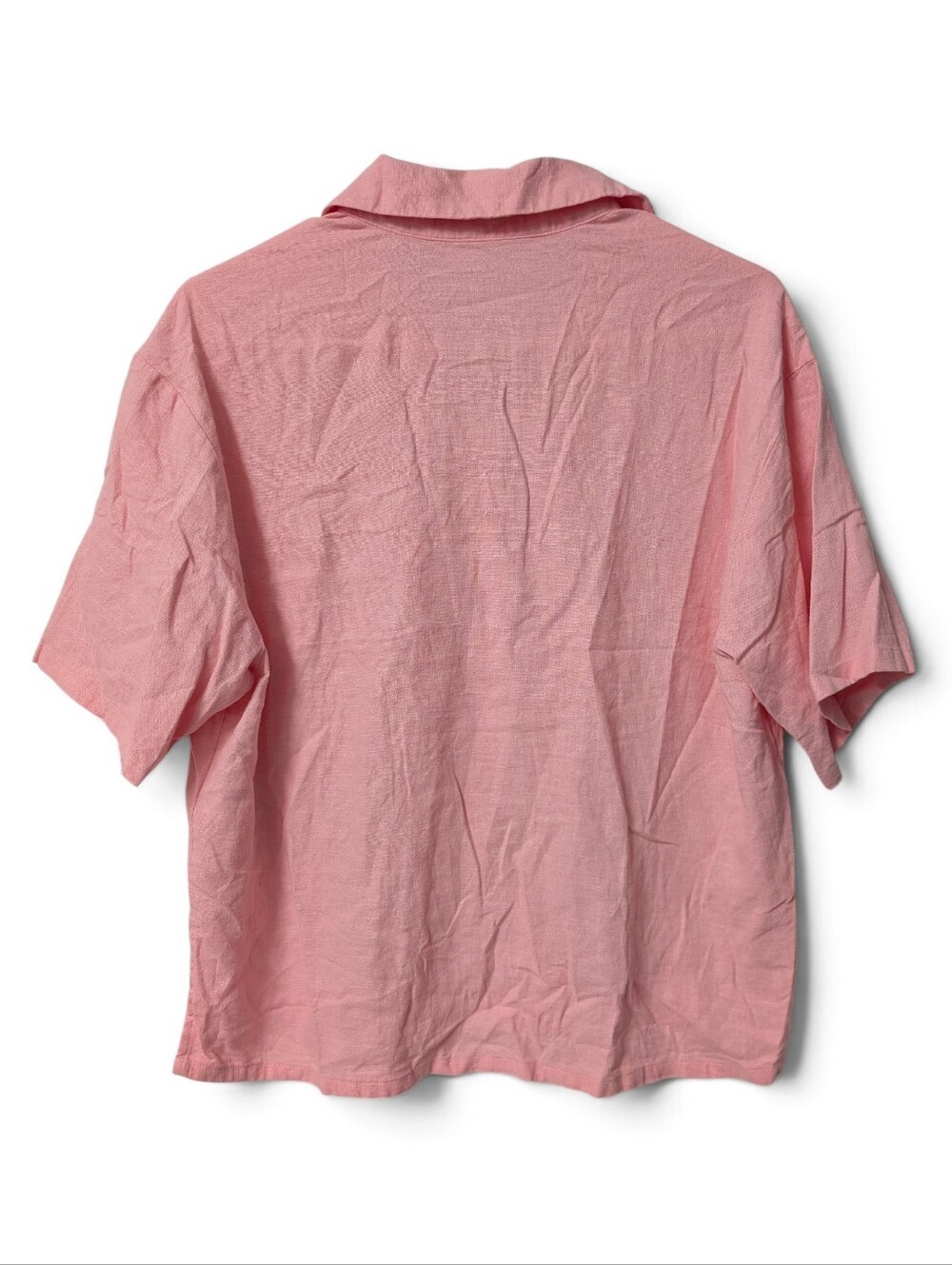 Abercrombie & Fitch short sleeve button down Linen Blend Shirt relaxed boxy fit - Picture 4 of 9